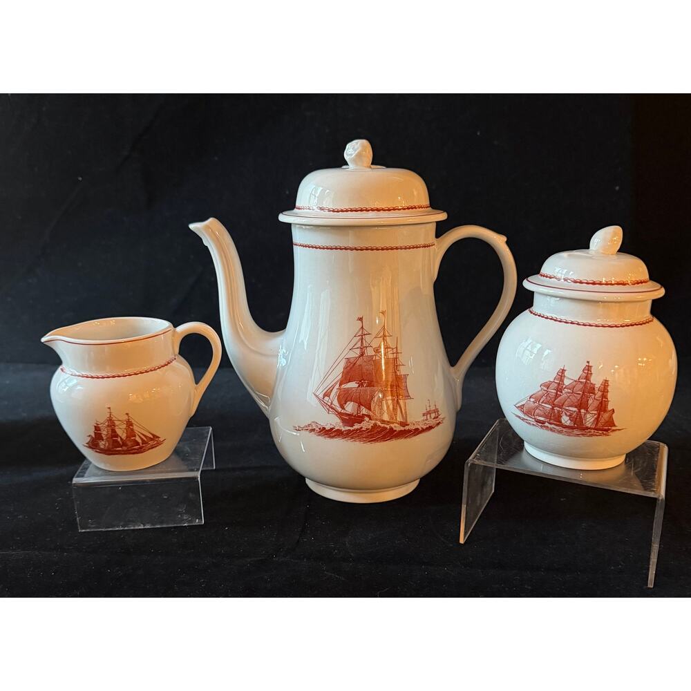 Wedgwood Flying Cloud Coffee Set  9.5" Coffee Pot Creamer Sugar  Lid  England